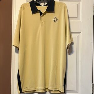 Nike Men's Gold Polo with Black Collar and Side Panels